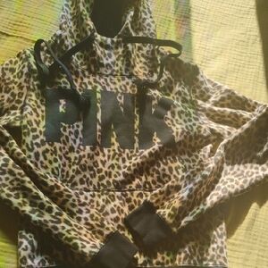 Leopard Print Hoodie PINK Hiidie Size Small